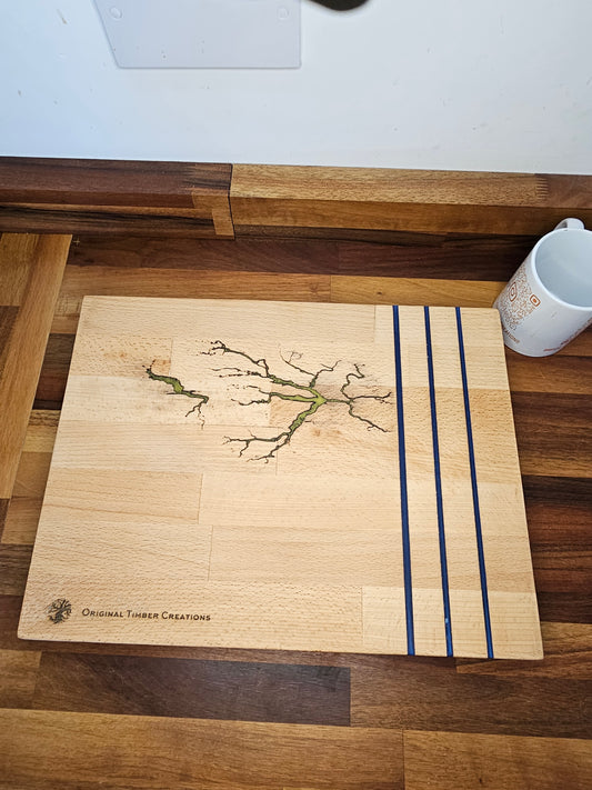 Chopping Board – Resin Inlay & Groove Design 400 × 300 × 38mm