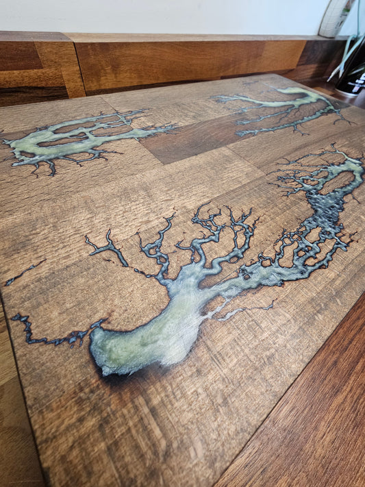 Chopping Board – Light Resin Fractal Burn 400 × 260 × 38mm