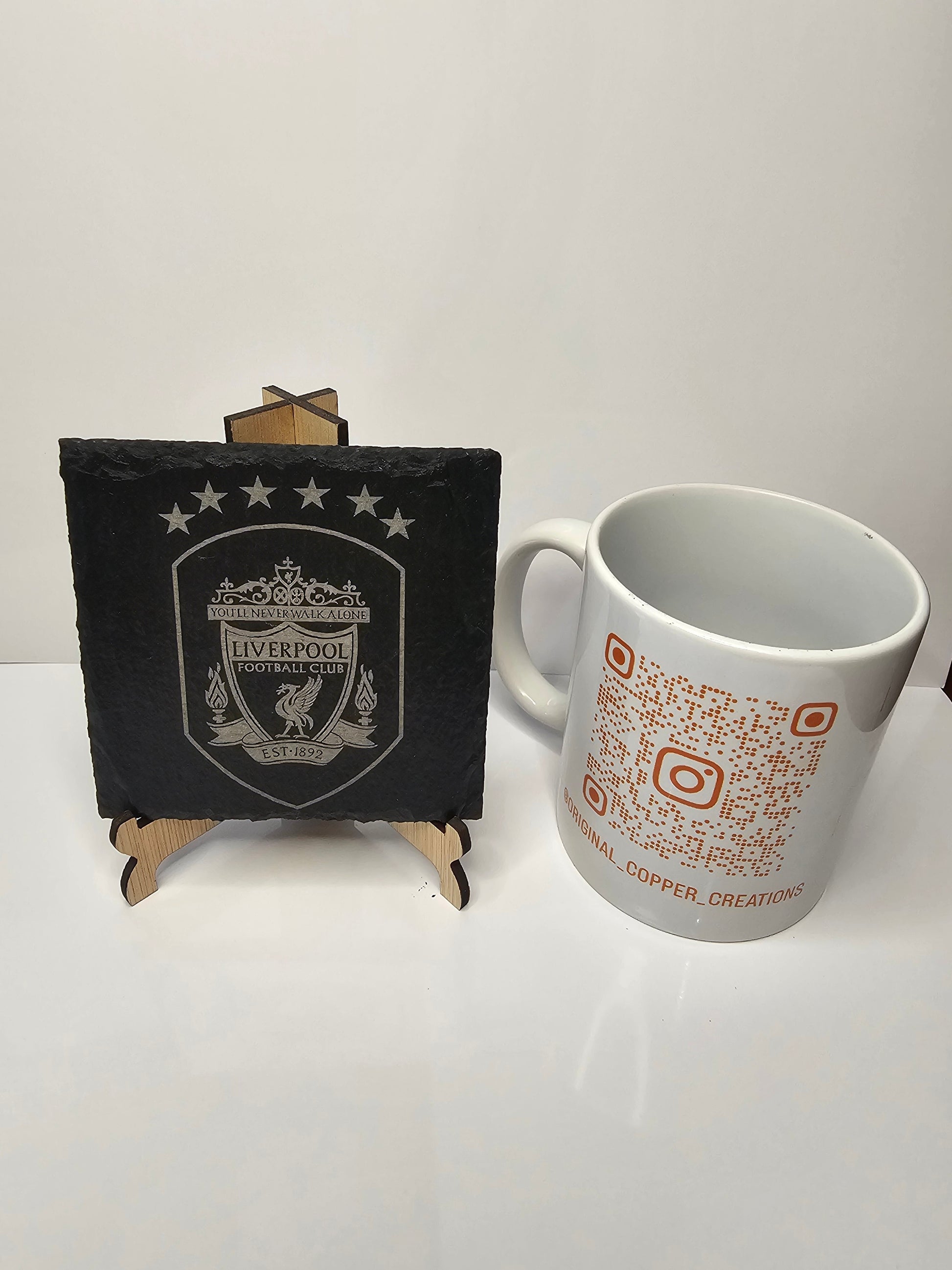 slate Liverpool FC 6-Star Crest Coasters – Laser Engraved