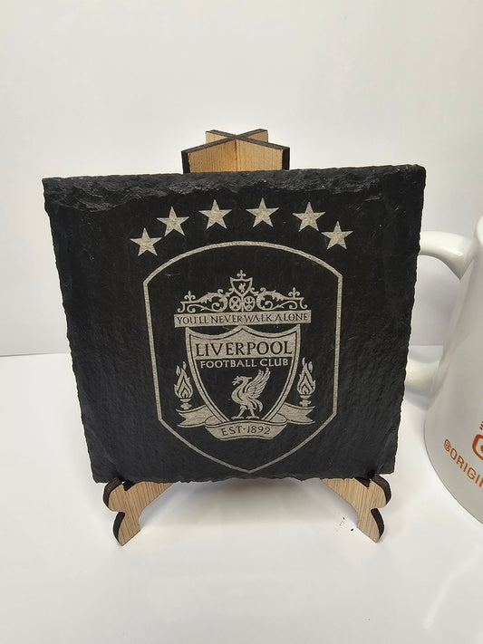 slate Liverpool FC 6-Star Crest Coasters – Laser Engraved