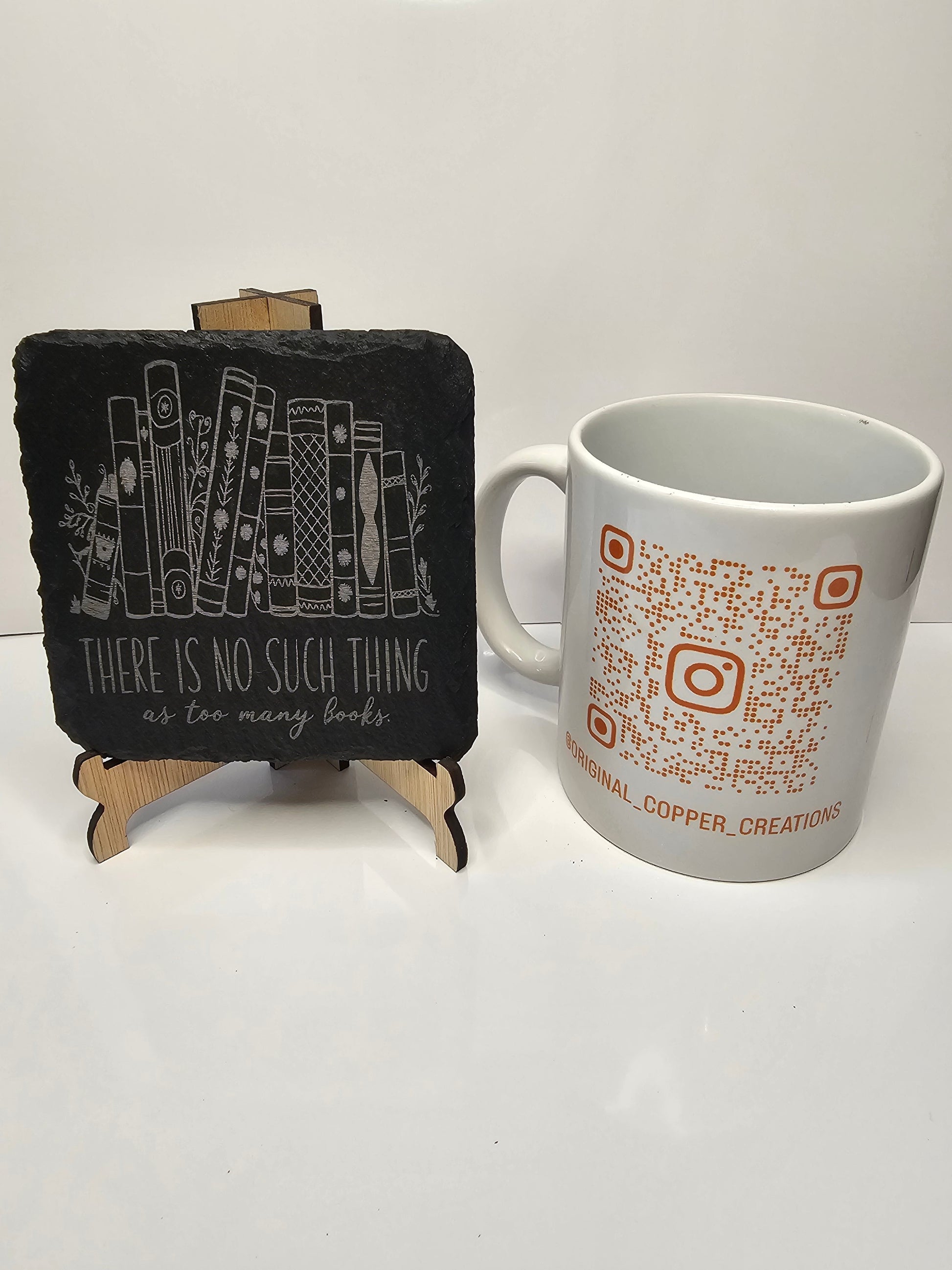 slate “There Is No Such Thing As Too Many Books” Coasters –