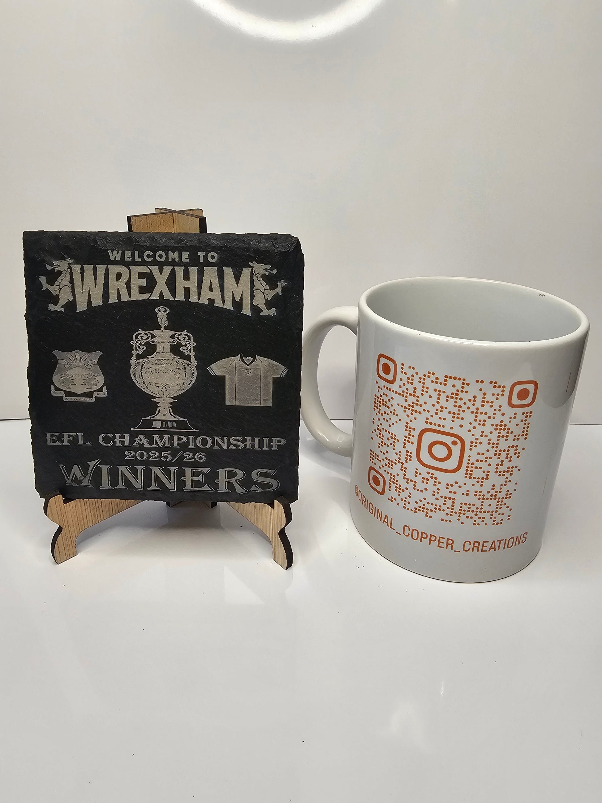 slate “Welcome to Wrexham – EFL Championship 2025/26 Winners” Coasters