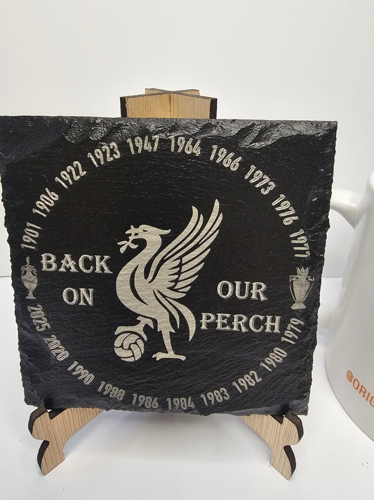 slate “Back On Our Perch” Liverpool Coasters – Laser Engraved Liver