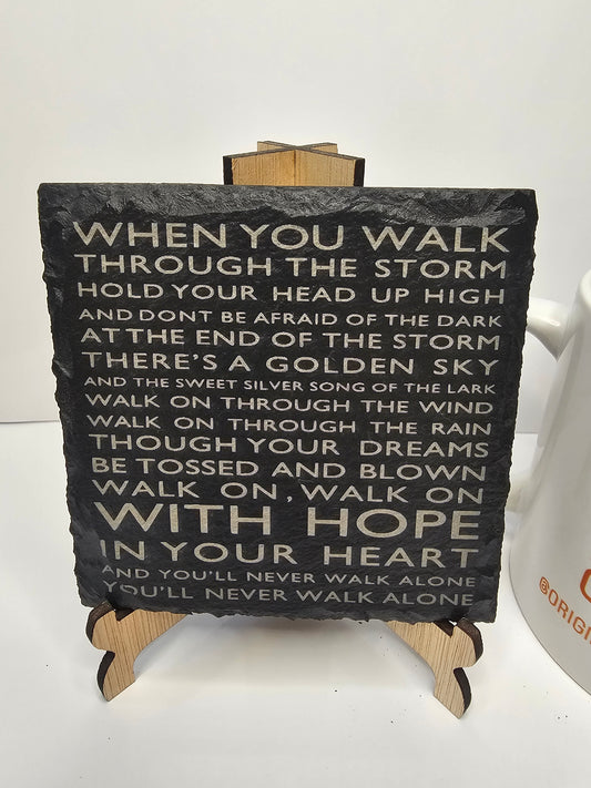 slate “You’ll Never Walk Alone” Coasters – Laser Engraved Song
