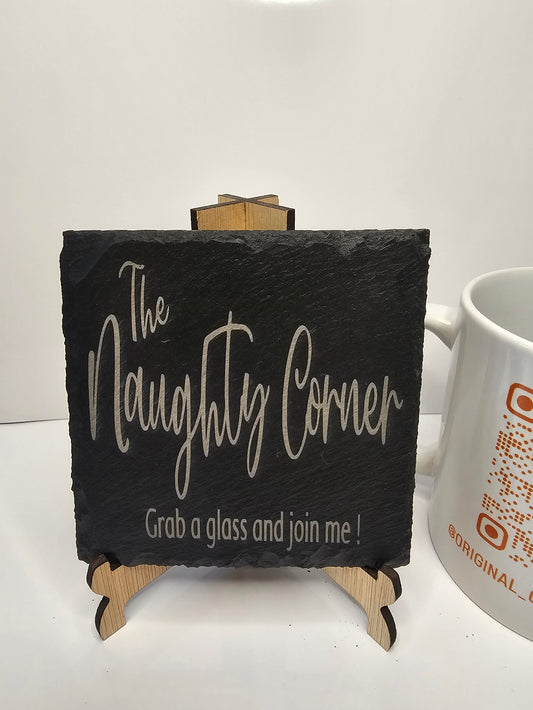 slate “The Naughty Corner – Grab a Glass and Join Me” Coasters –