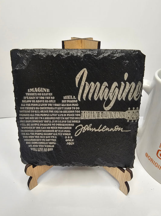 slate John Lennon “Imagine” Coasters – Laser Engraved Lyrics Gift