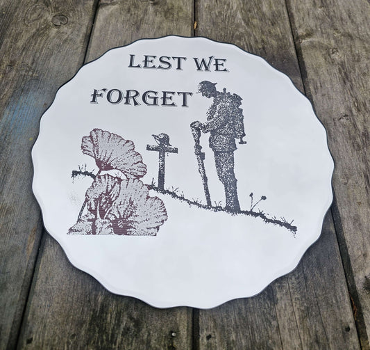 mirror Lest We Forget Mirror with Poppy Red Detail | 25cm Round