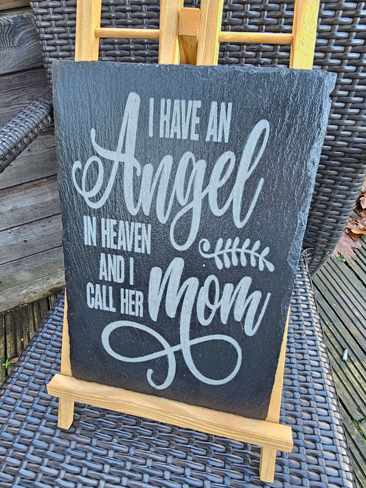 Slate Plaque Memorial Engraved – “Angel in Heaven” 30cm x 20cm