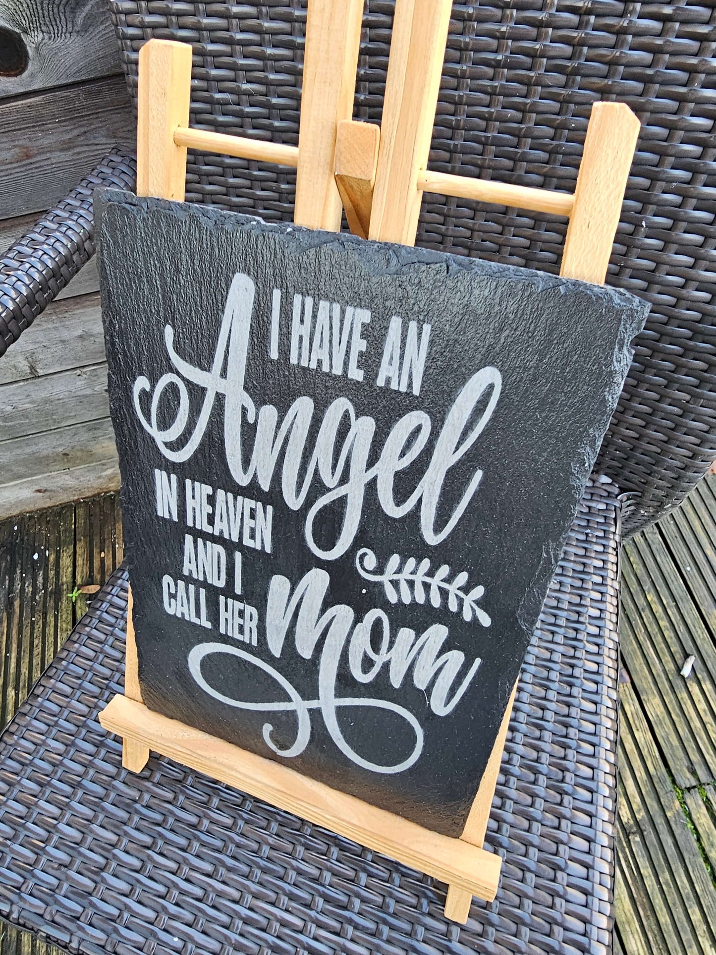 Slate Plaque Memorial Engraved – “Angel in Heaven” 30cm x 20cm