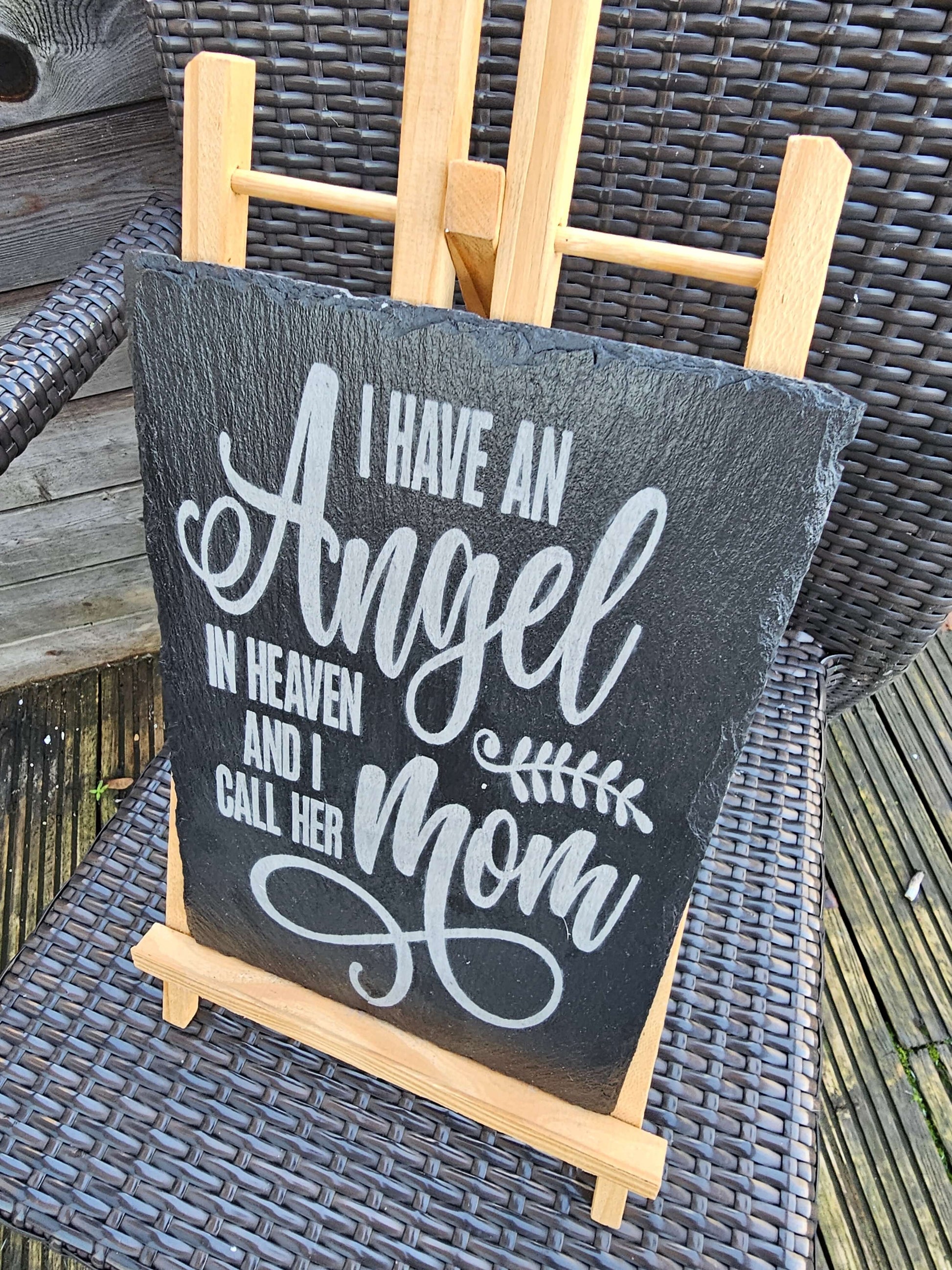 Slate Plaque Memorial Engraved – “Angel in Heaven” 30cm x 20cm