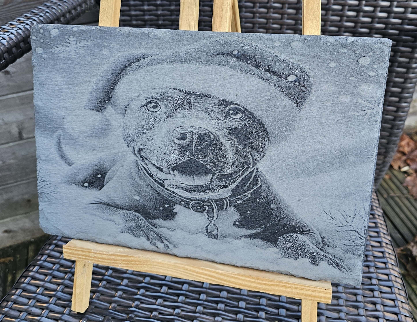 Slate Plaque Christmas Dog Engraved Slate Plaque – 30cm x 20cm