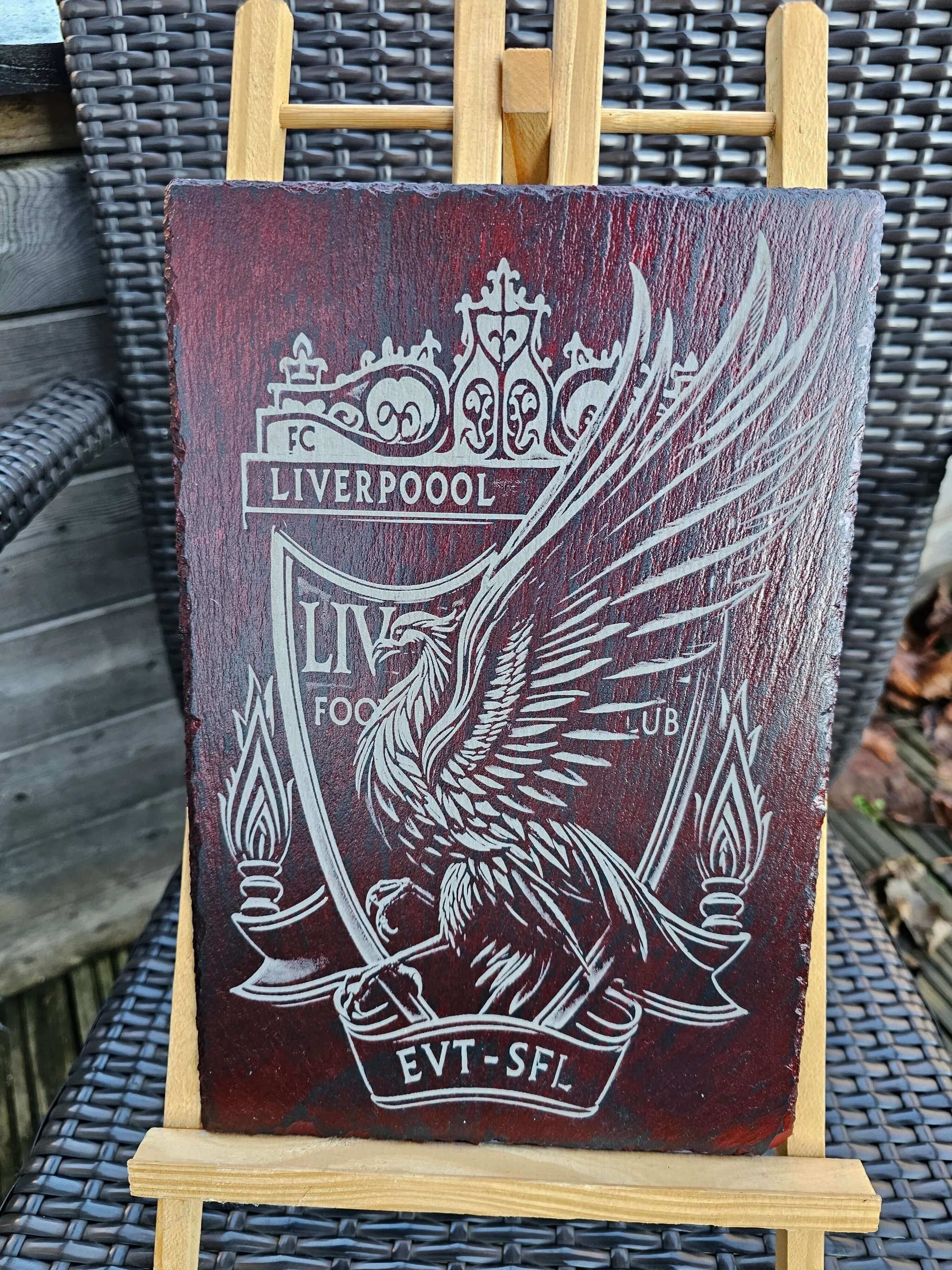 slate Liverpoool FC Crest with Liver Bird – Laser Engraved Plaque