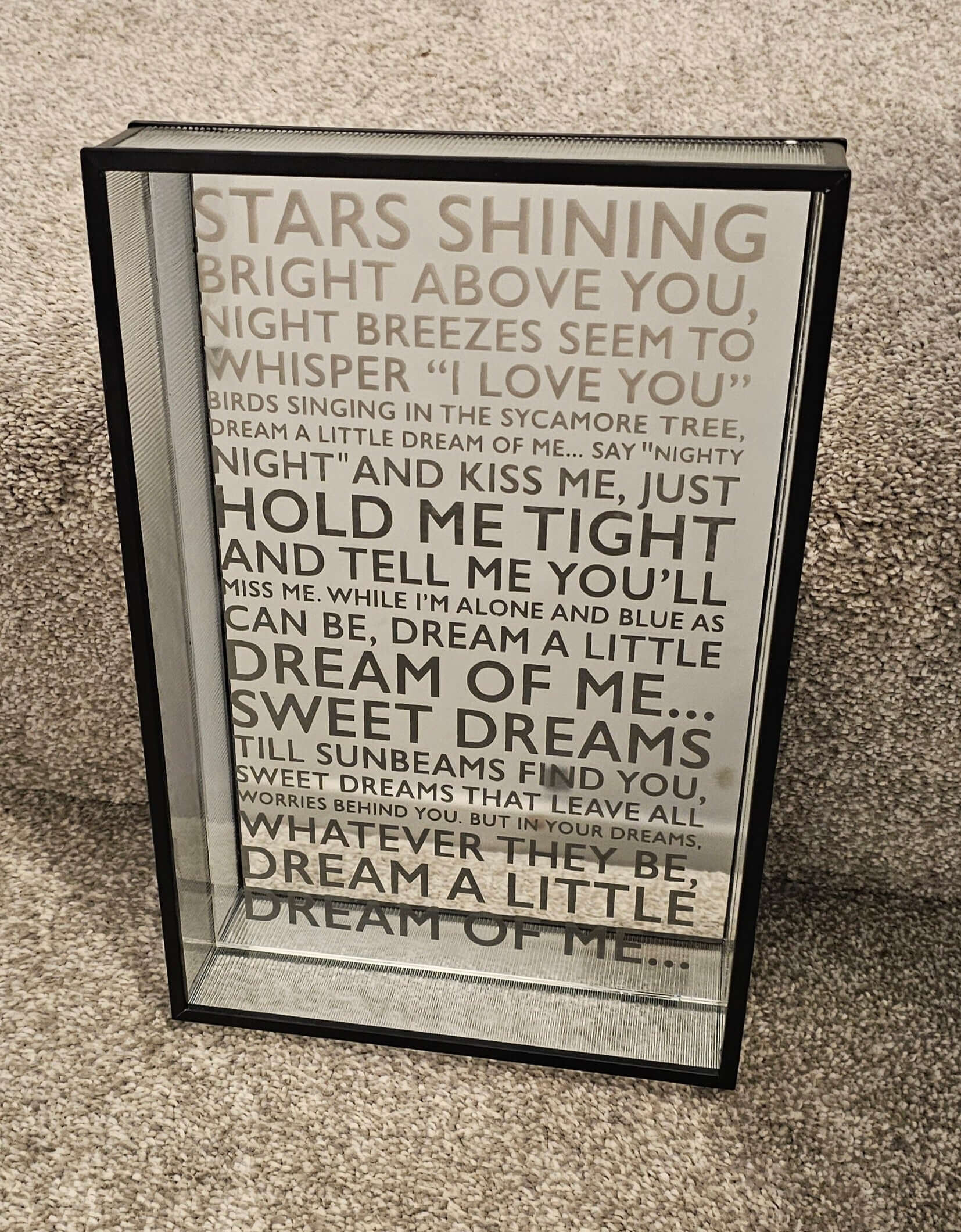 Mirror – Dream a Little Dream Typography Mirror Art – 30cm x 20cm