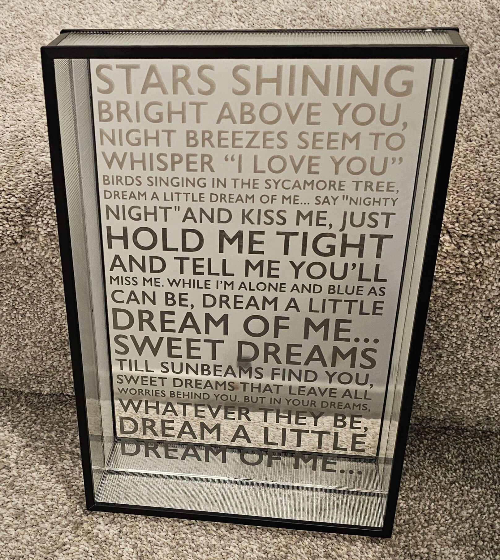 Mirror – Dream a Little Dream Typography Mirror Art – 30cm x 20cm