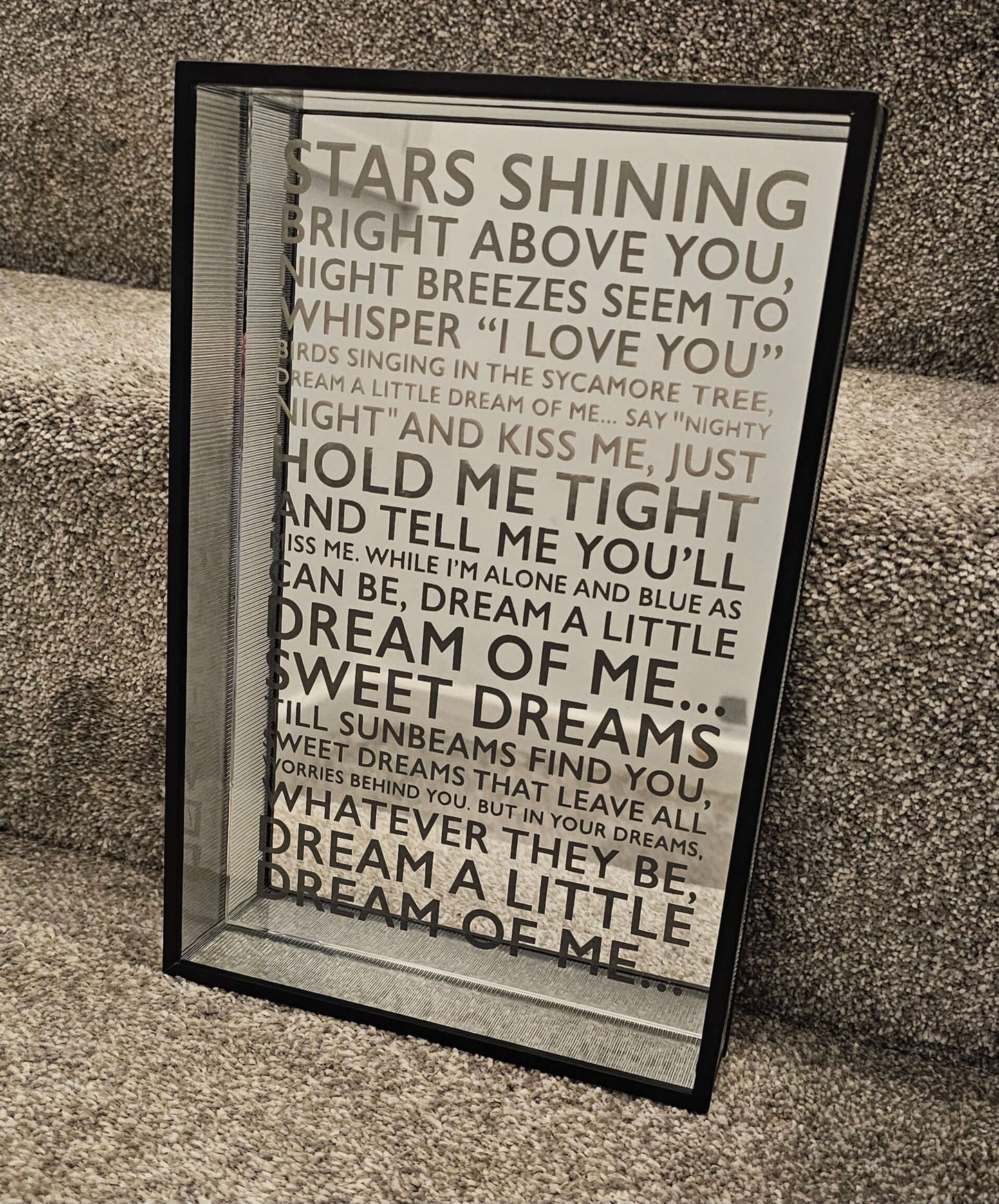 Mirror – Dream a Little Dream Typography Mirror Art – 30cm x 20cm