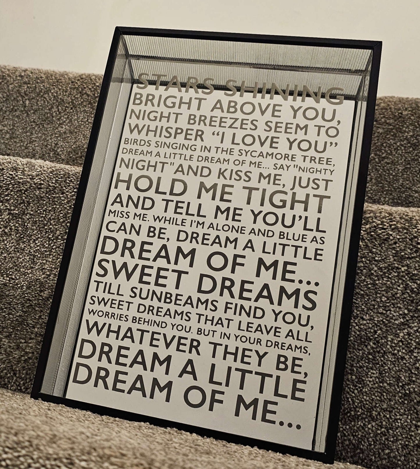 Mirror – Dream a Little Dream Typography Mirror Art – 30cm x 20cm