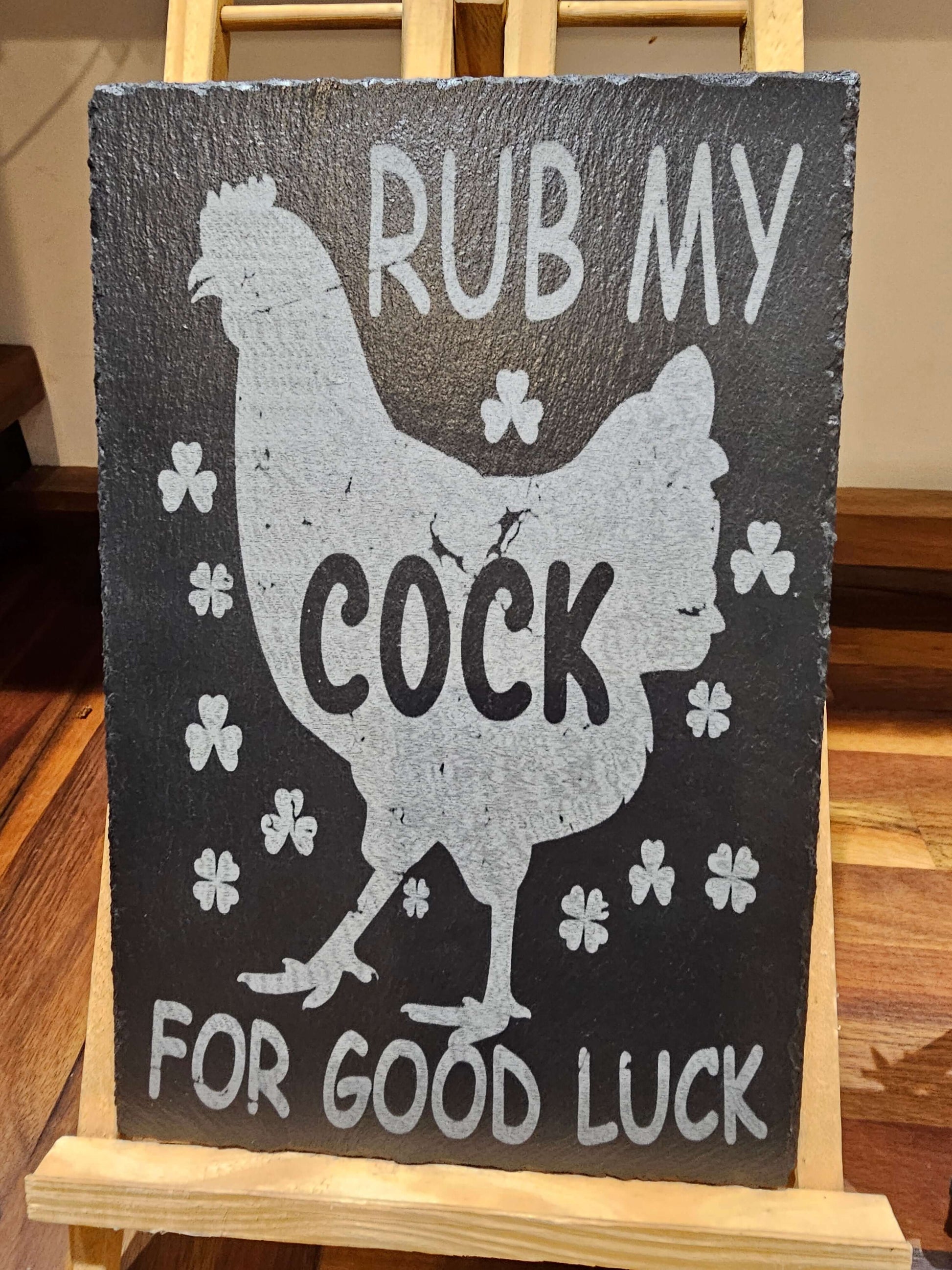 Slate Plaque "RUB MY COCK FOR GOOD LUCK"