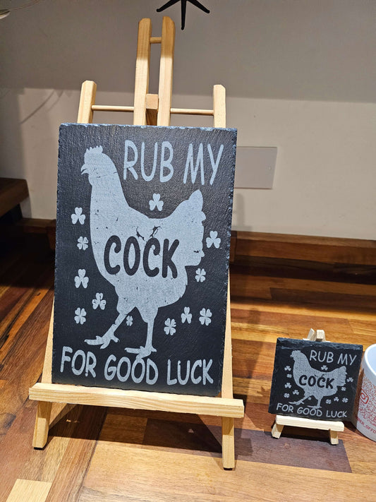 Slate Plaque "RUB MY COCK FOR GOOD LUCK"
