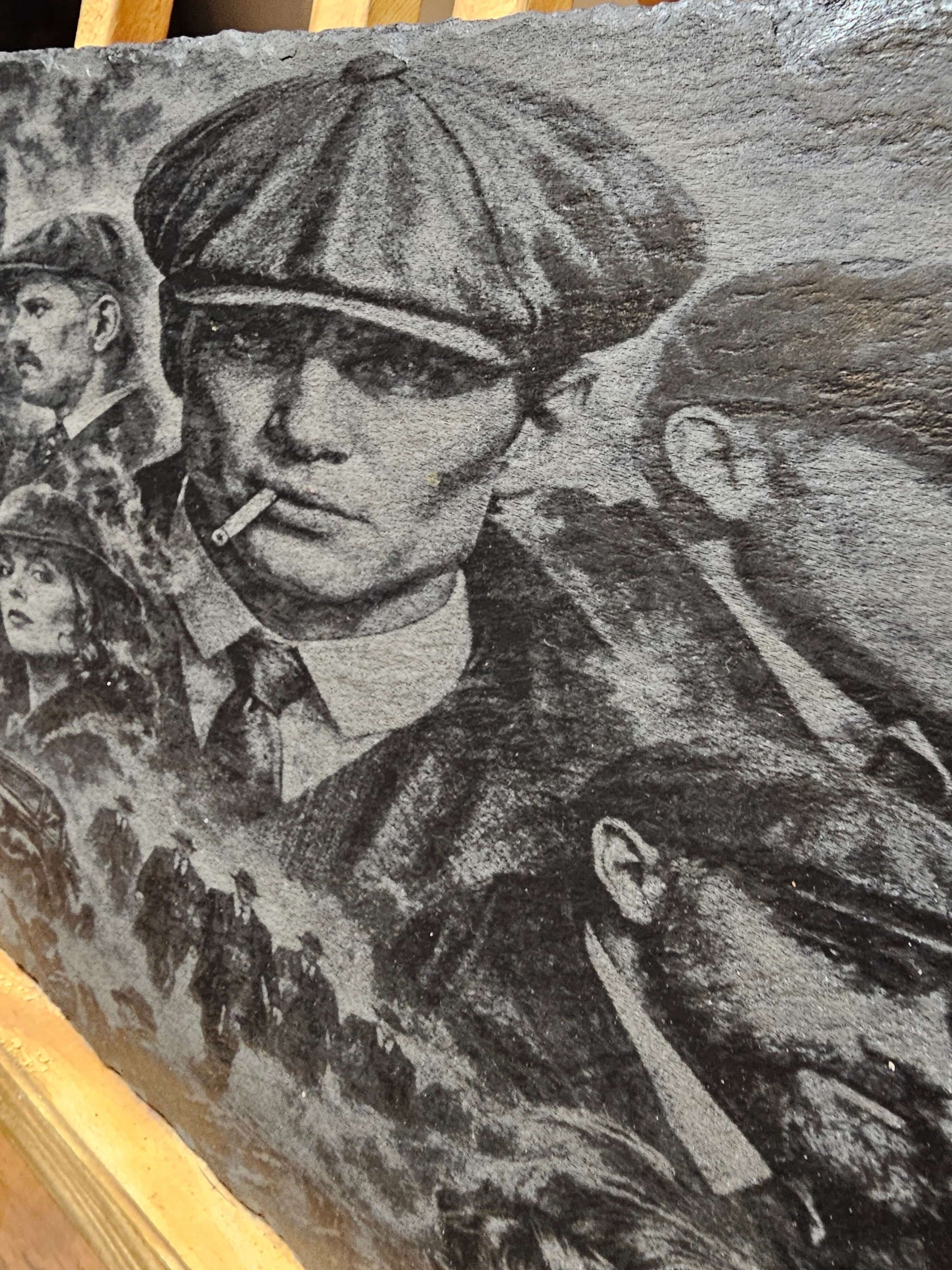 Slate Plaque “Peaky Blinders Style – 30cm x 20cm – Gangster Artwork”