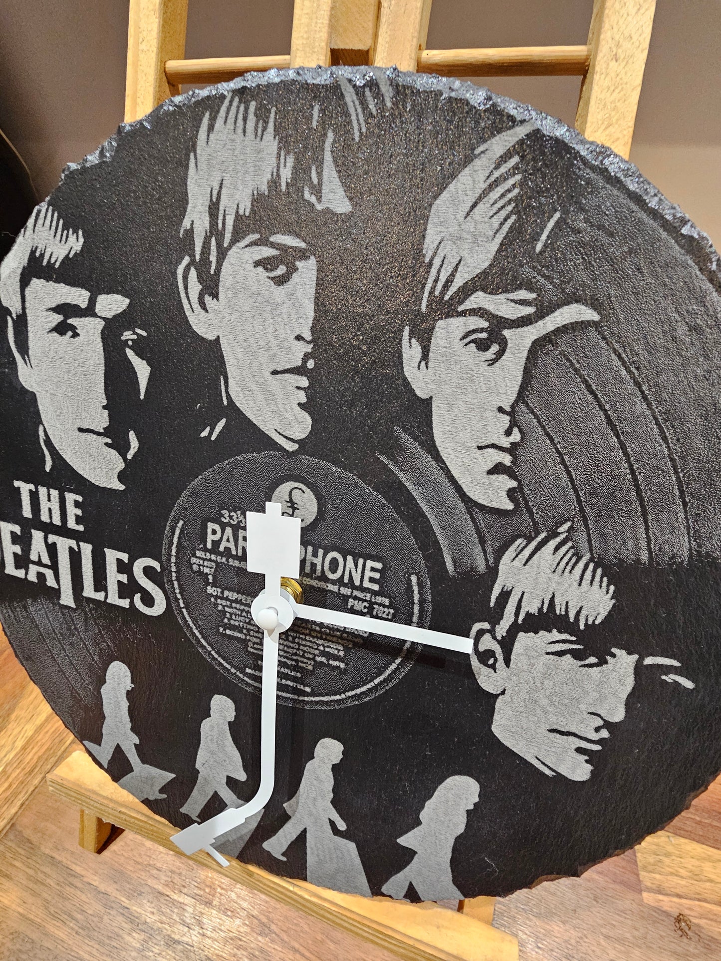 Engraved Slate Clock, 30cm Round Slate Clock – The Beatles