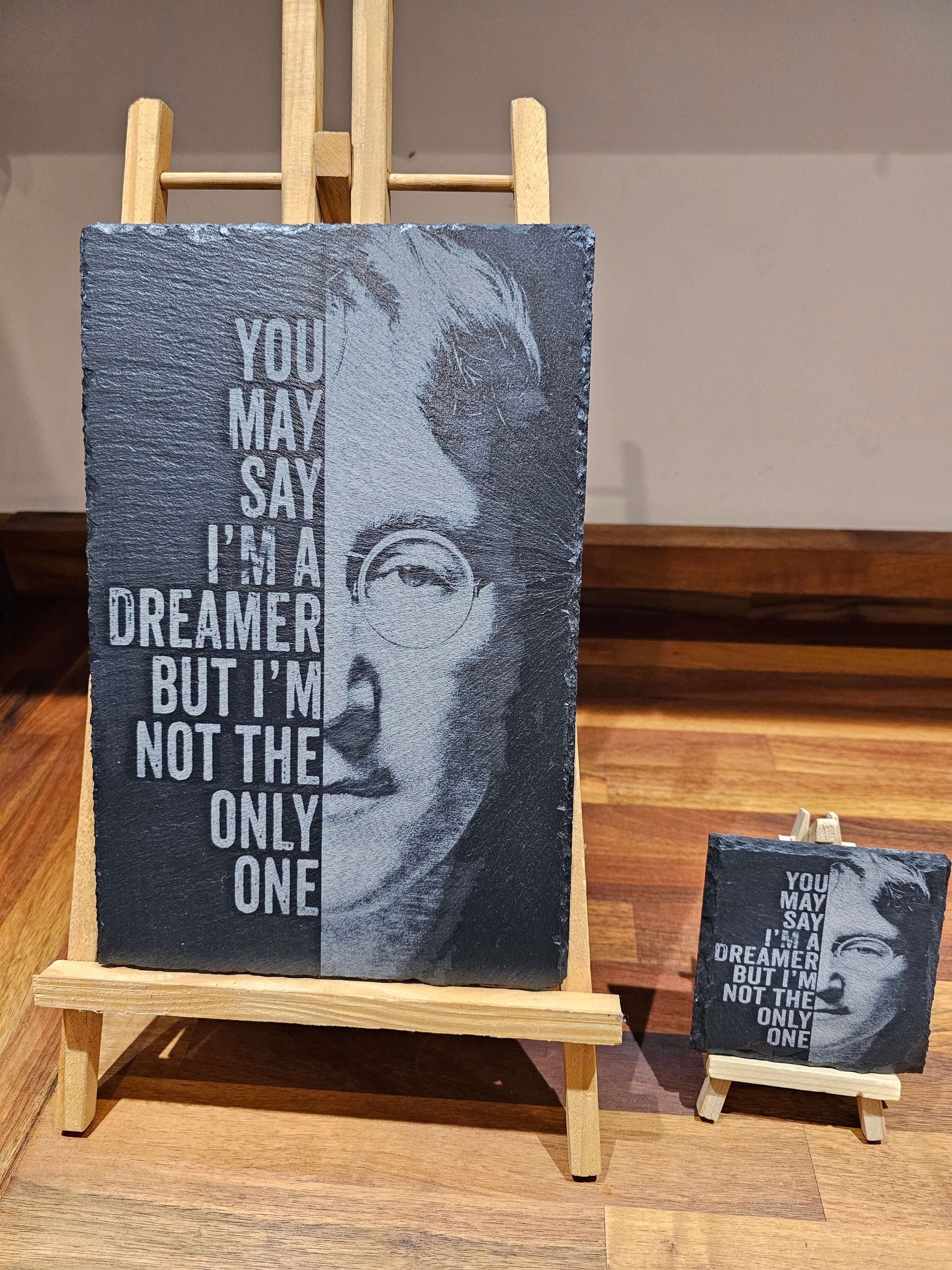 Slate Plaque 30cm x 20cm Laser Engraved – John Lennon, The Beatles