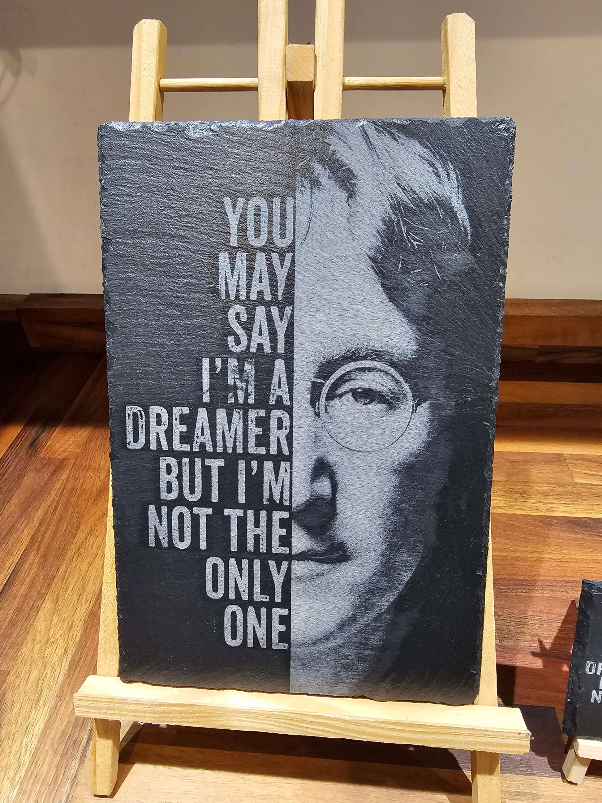 Slate Plaque 30cm x 20cm Laser Engraved – John Lennon, The Beatles