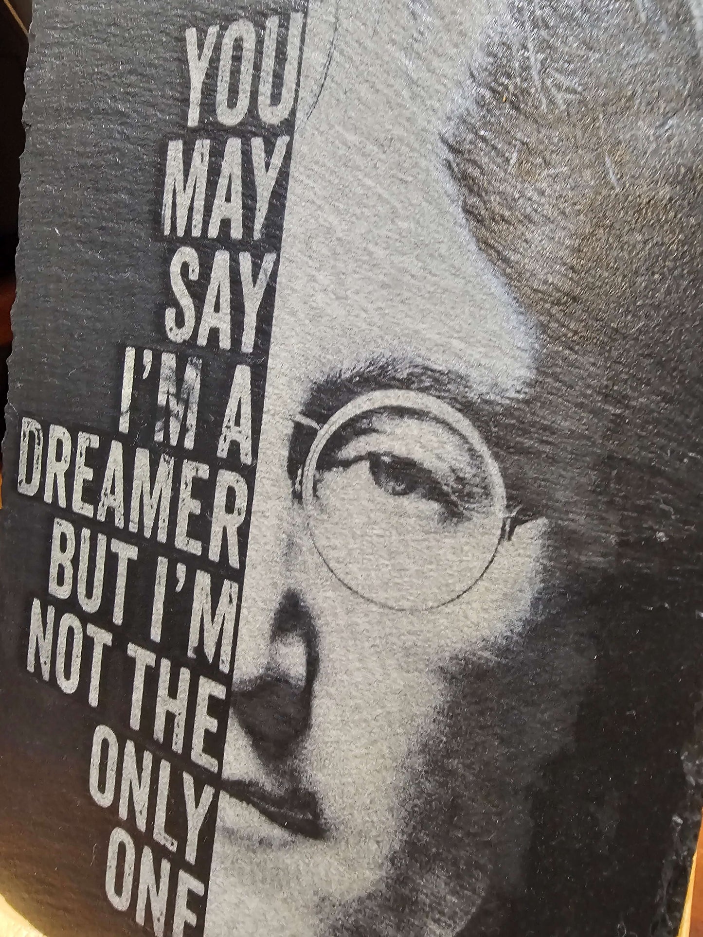 Slate Plaque 30cm x 20cm Laser Engraved – John Lennon, The Beatles
