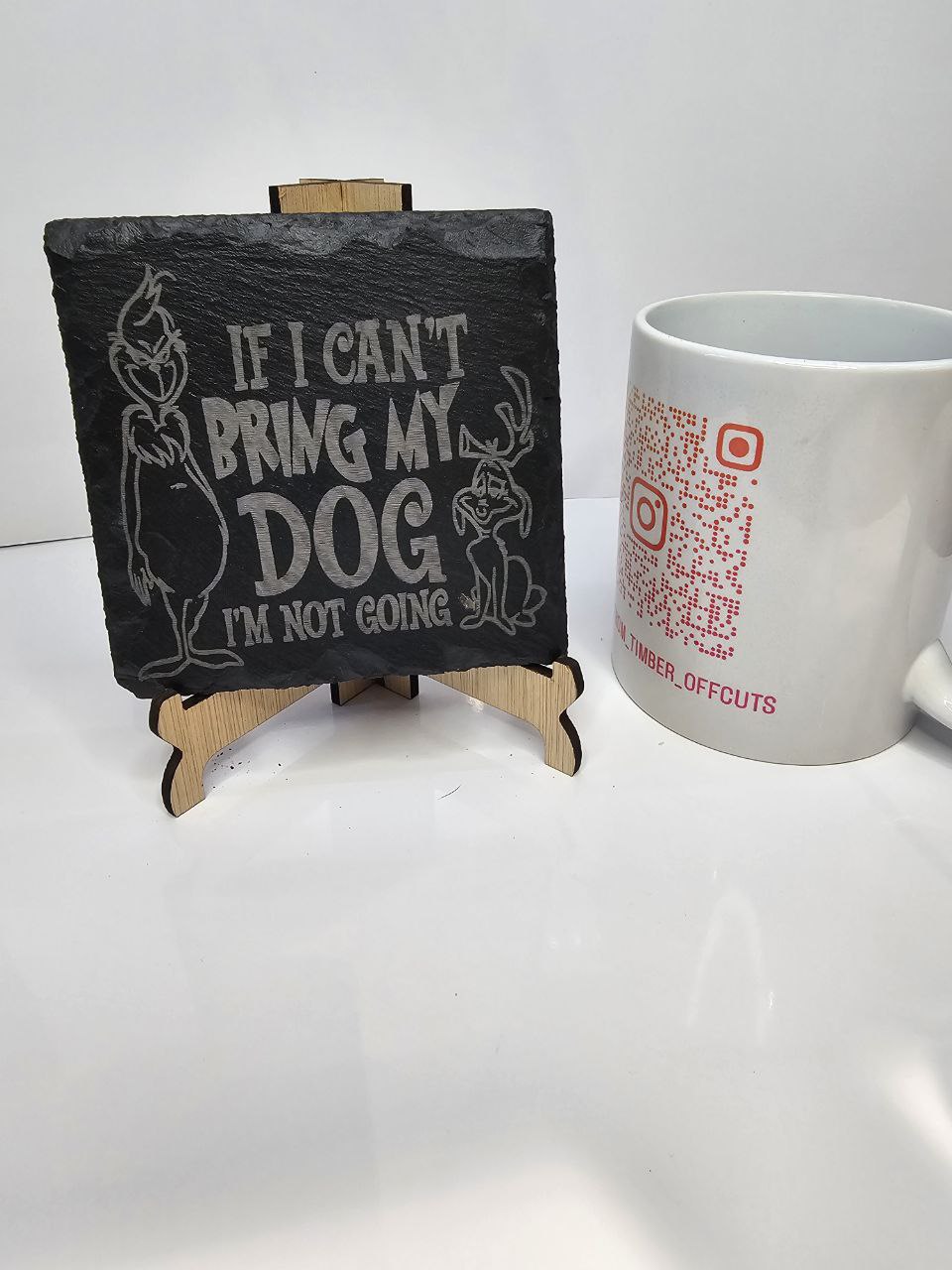 slate “If I Can’t Bring My Dog, I’m Not Going” Engraved Coasters