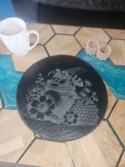 Slate Placemat for the Bee lover.300mm Personalized, Housewarming Gift