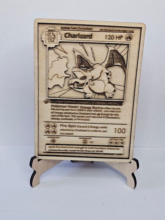 Charizard 3D Wooden Pokémon Card | Laser Engraved Display Plaque 30cm x 20cm