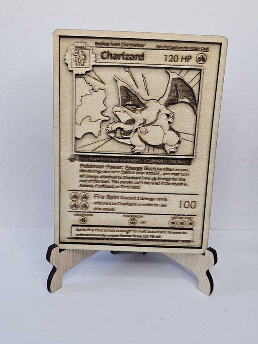 Charizard 3D Wooden Pokémon Card | Laser Engraved Display Plaque