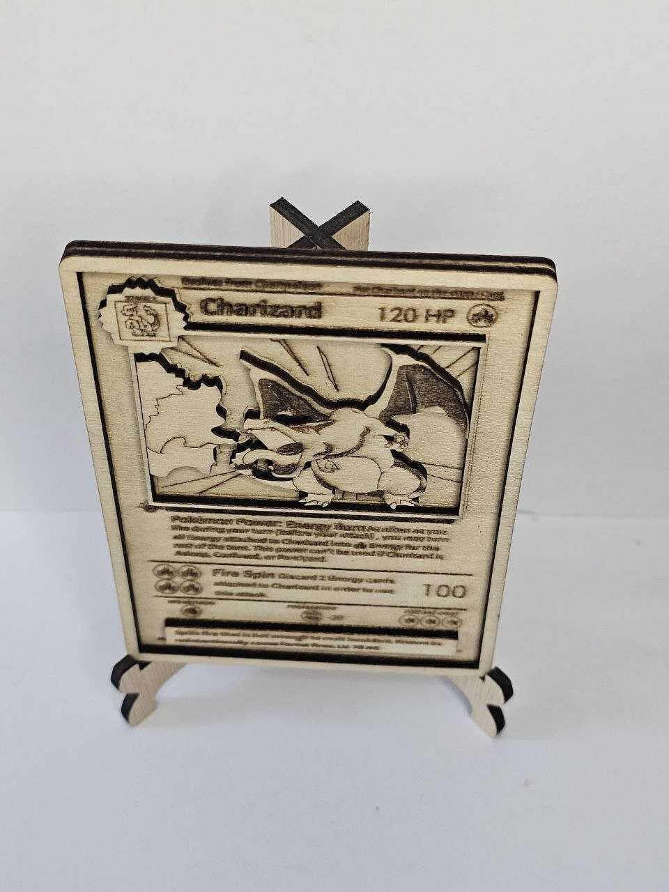 Charizard 3D Wooden Pokmon Card | Laser Engraved Display Plaque - 11cm x 8cm Charizard 3D Wooden Pokmon Card | Laser Engraved Display Plaque - 11cm x 8cm