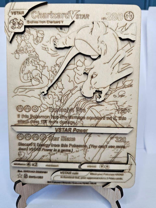 Charizard VSTAR 3D Wooden Pokémon Card | Laser Engraved Collectible