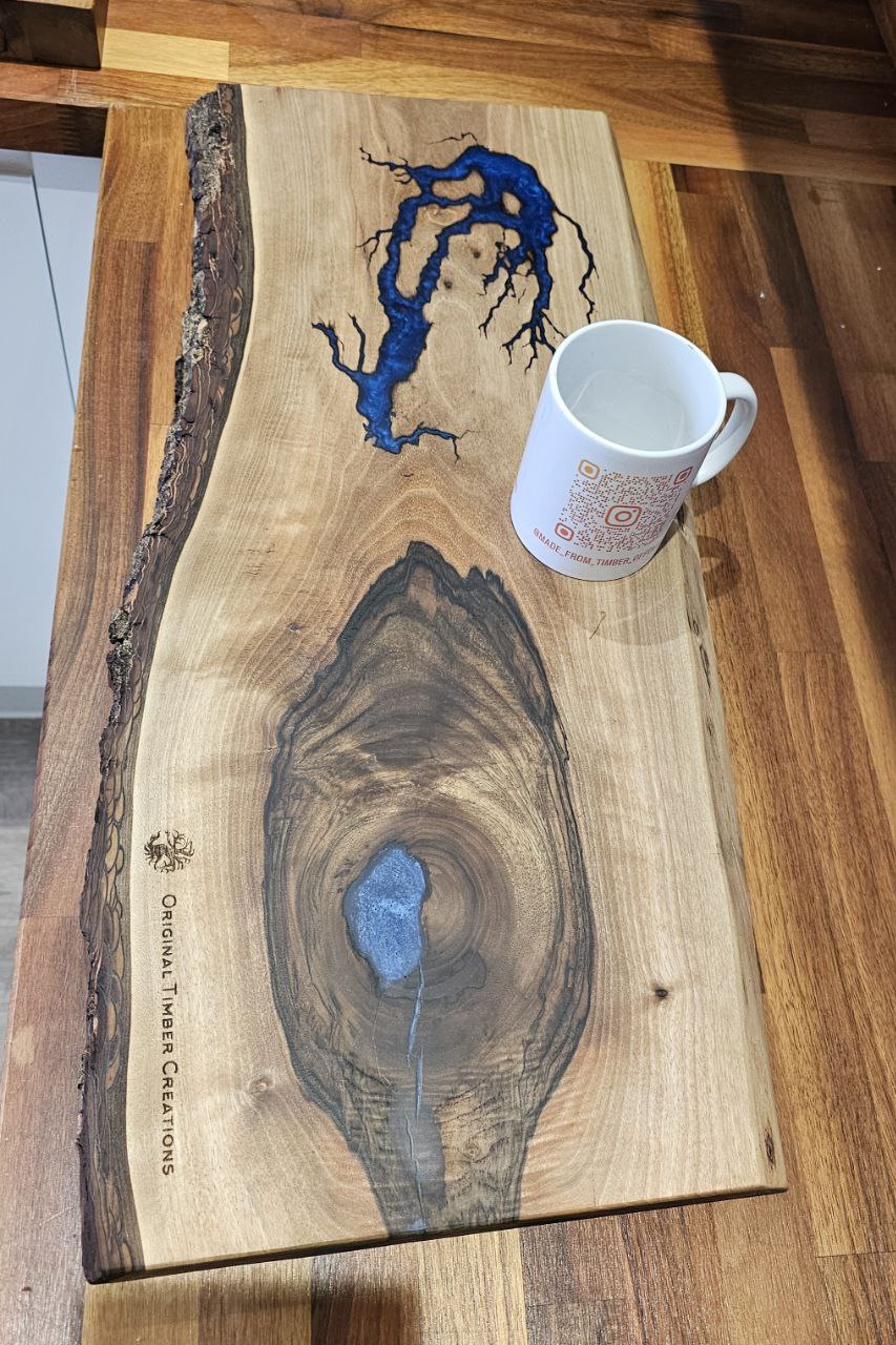 SOLD! chopping board Large Olive Wood & Blue Epoxy Resin