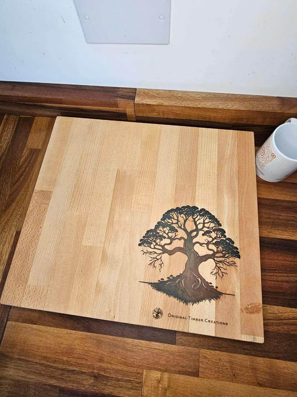 Chopping Board Epoxy Resin Inlay Tree of Life – 450 × 400 × 27mm