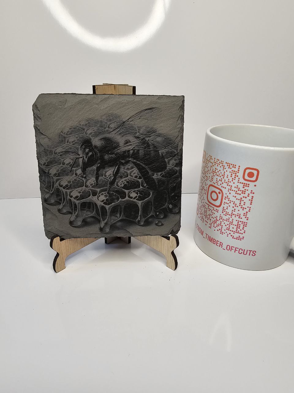 Slate Bee & Honeycomb Engraved Slate Coasters | Nature-Inspired Gift |