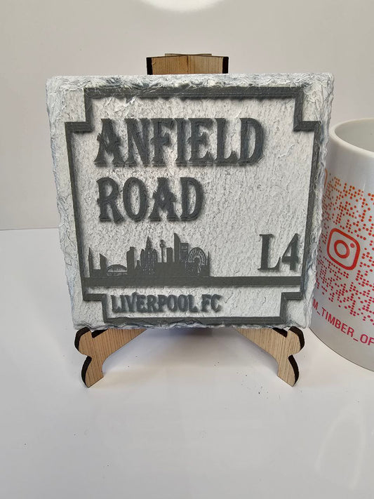 Slate Rustic Anfield Road L4 – Liverpool FC Street Sign Engraved Slate