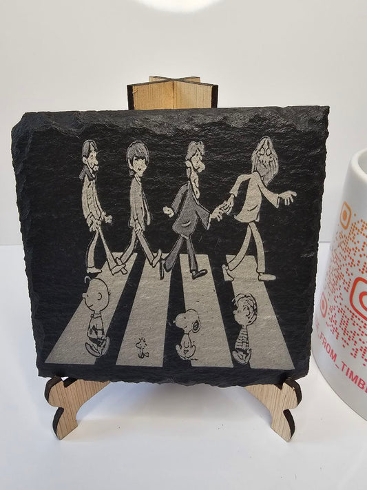 Slate Abbey Road Cartoon Engraved Slate Coasters | Handmade