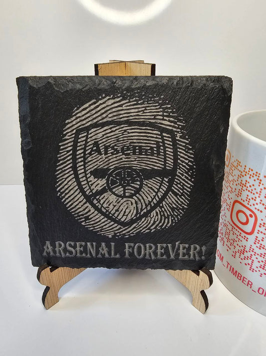slate Arsenal Forever Engraved Coasters | Handmade Set of 1, 4 or 6 |