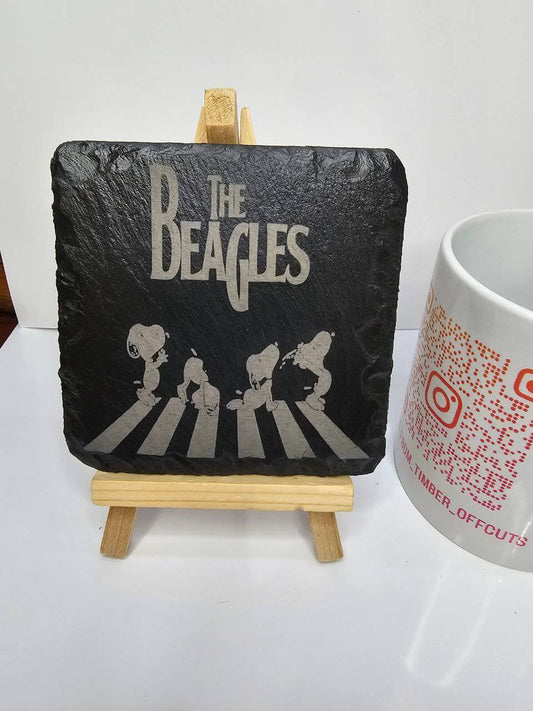 slate The Beagles Slate Coaster – Funny Dog Parody Abbey Road Design