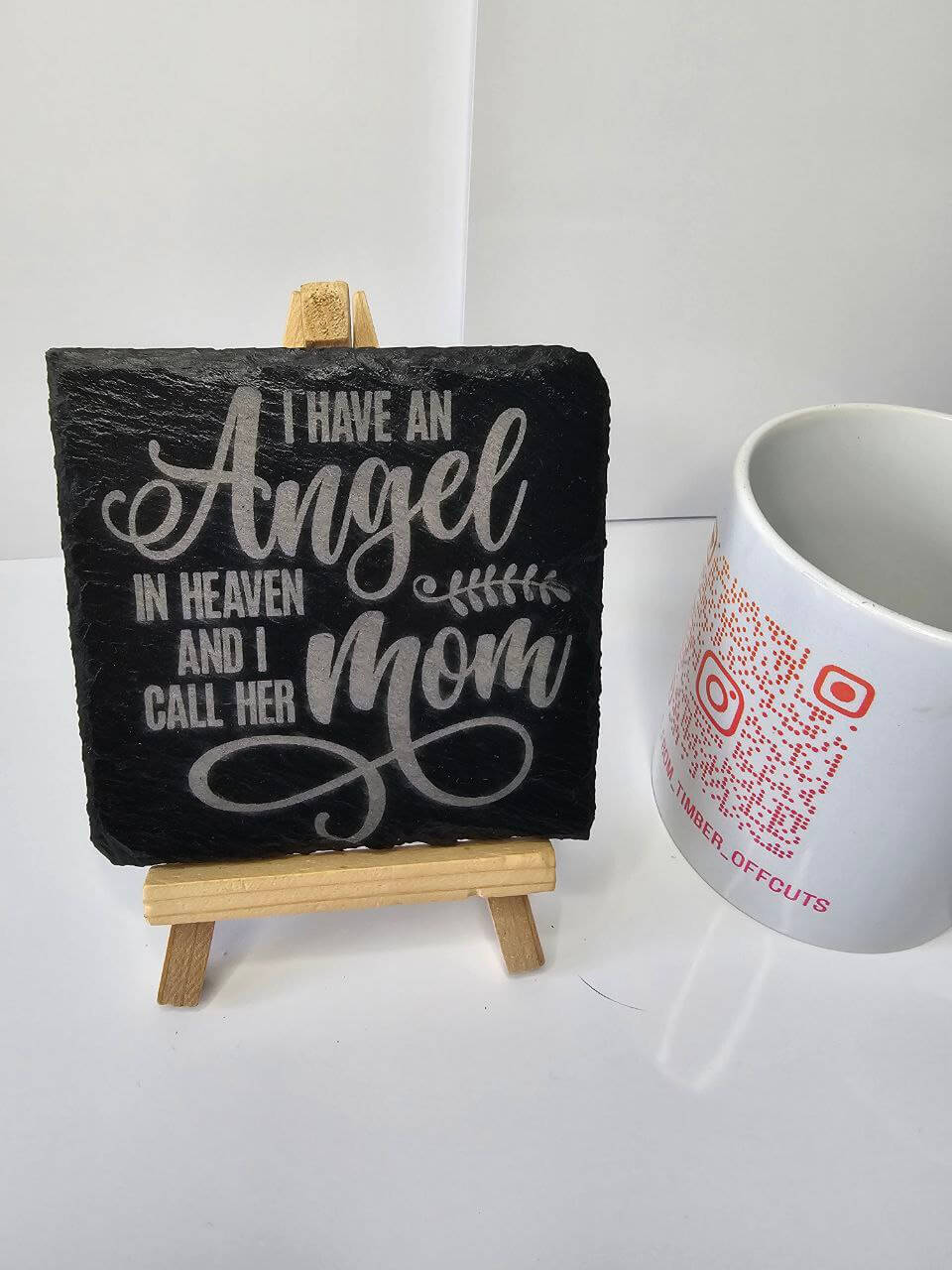 slate Angel in Heaven Memorial Slate Coaster 10cm x 10cm | Mix & Match