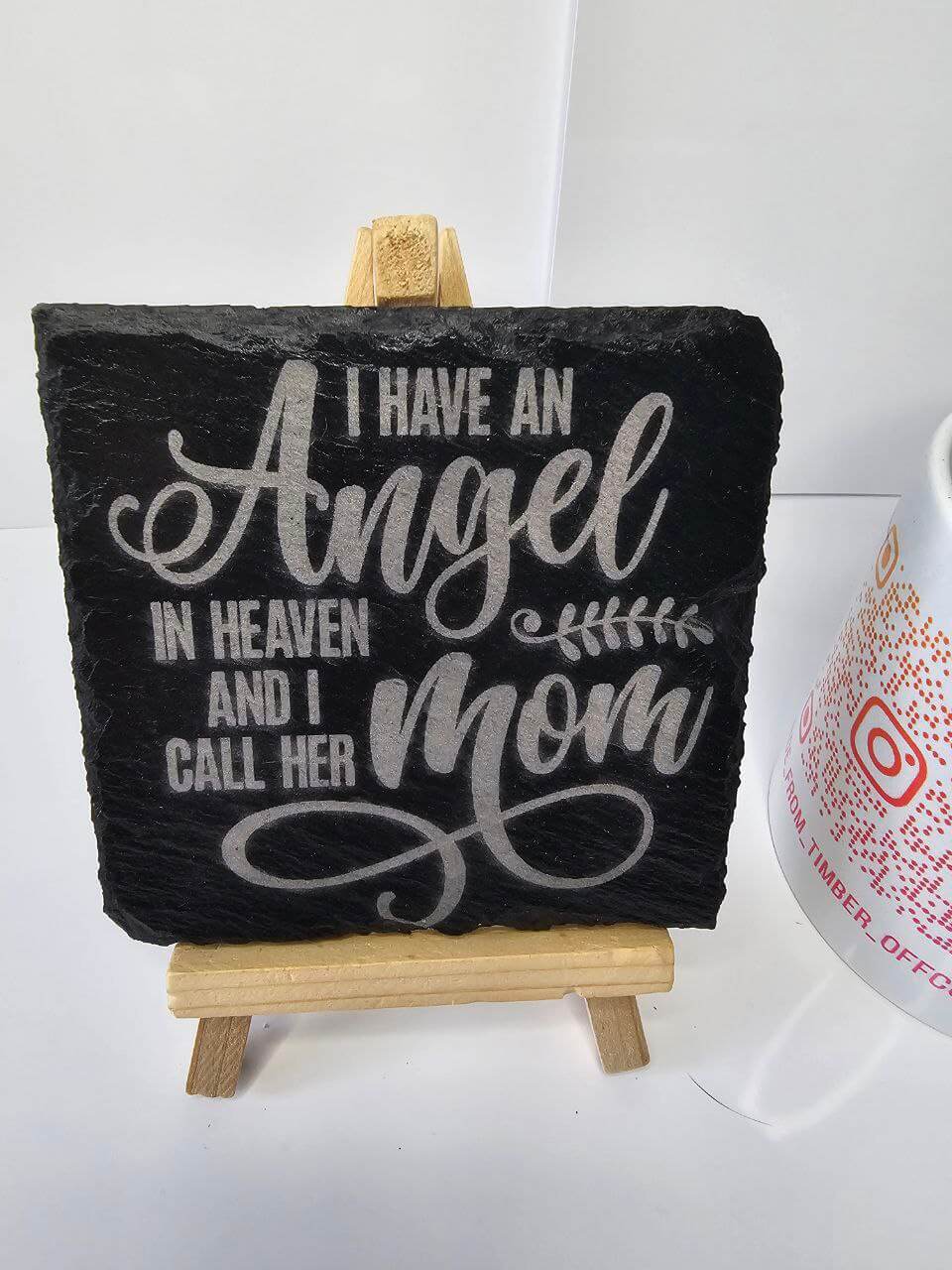 slate Angel in Heaven Memorial Slate Coaster 10cm x 10cm | Mix & Match