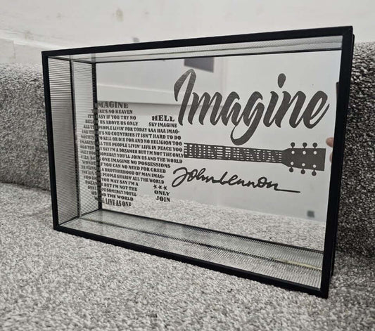 Mirror – Imagine – John Lennon Song | Decorative Glass Tray