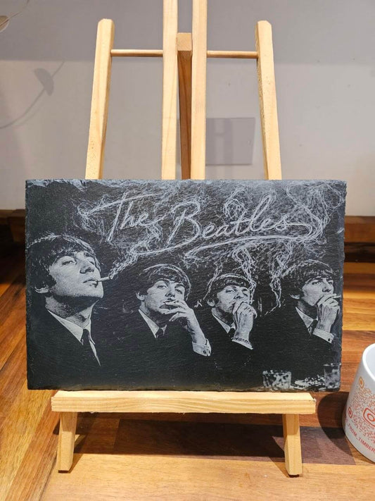 The Beatles Smoking Portrait Slate Plaque 30cm  Vintage Music Gift