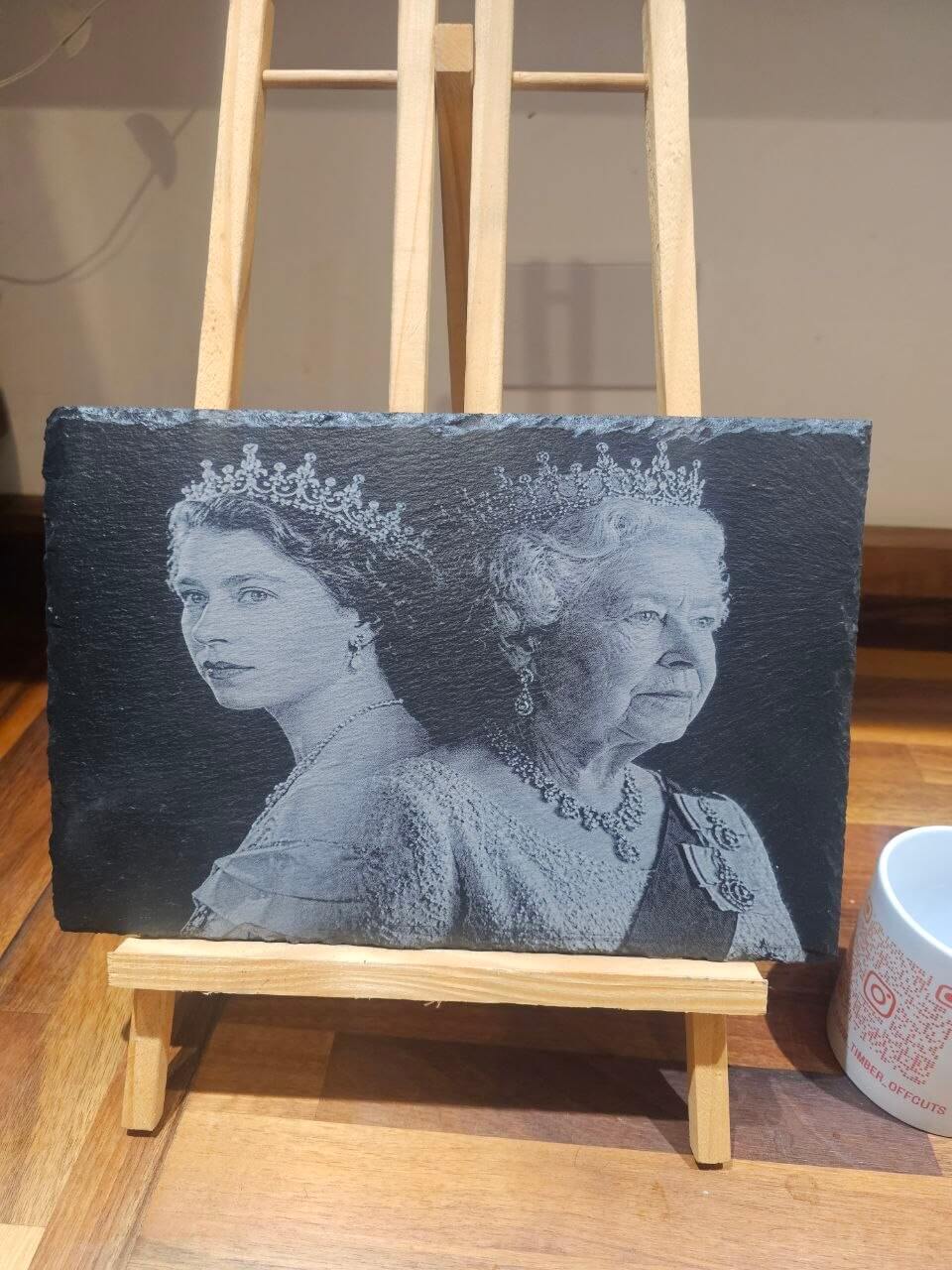 Queen Elizabeth II Tribute Slate Plaque | Royal Family Memorial Art