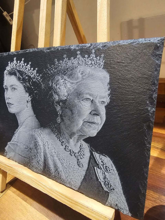 Queen Elizabeth II Tribute Slate Plaque | Royal Family Memorial Art
