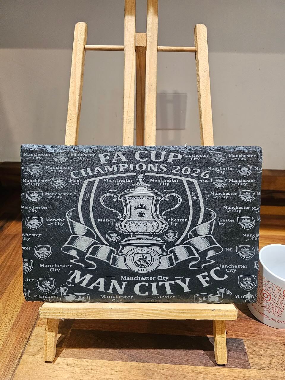 Manchester City FA Cup Champions 2026 Slate Plaque 30cm x 20