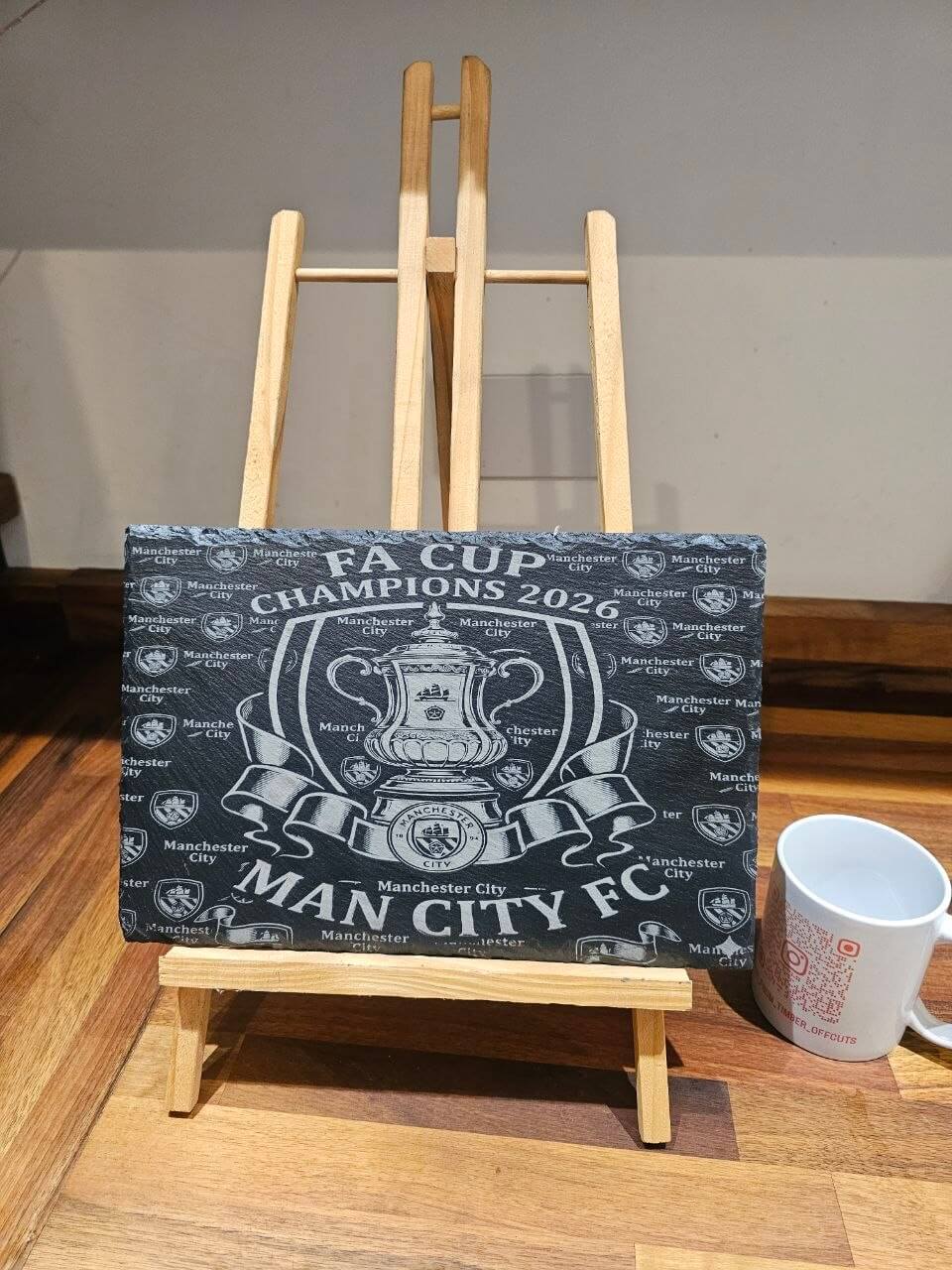 Manchester City FA Cup Champions 2026 Slate Plaque 30cm x 20