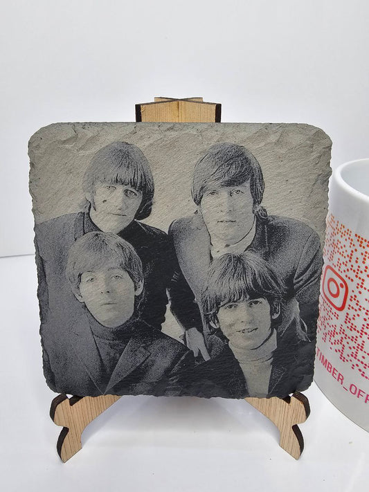 slate “The Beatles Portrait – Laser-Engraved Coasters | 10cm x 10cm