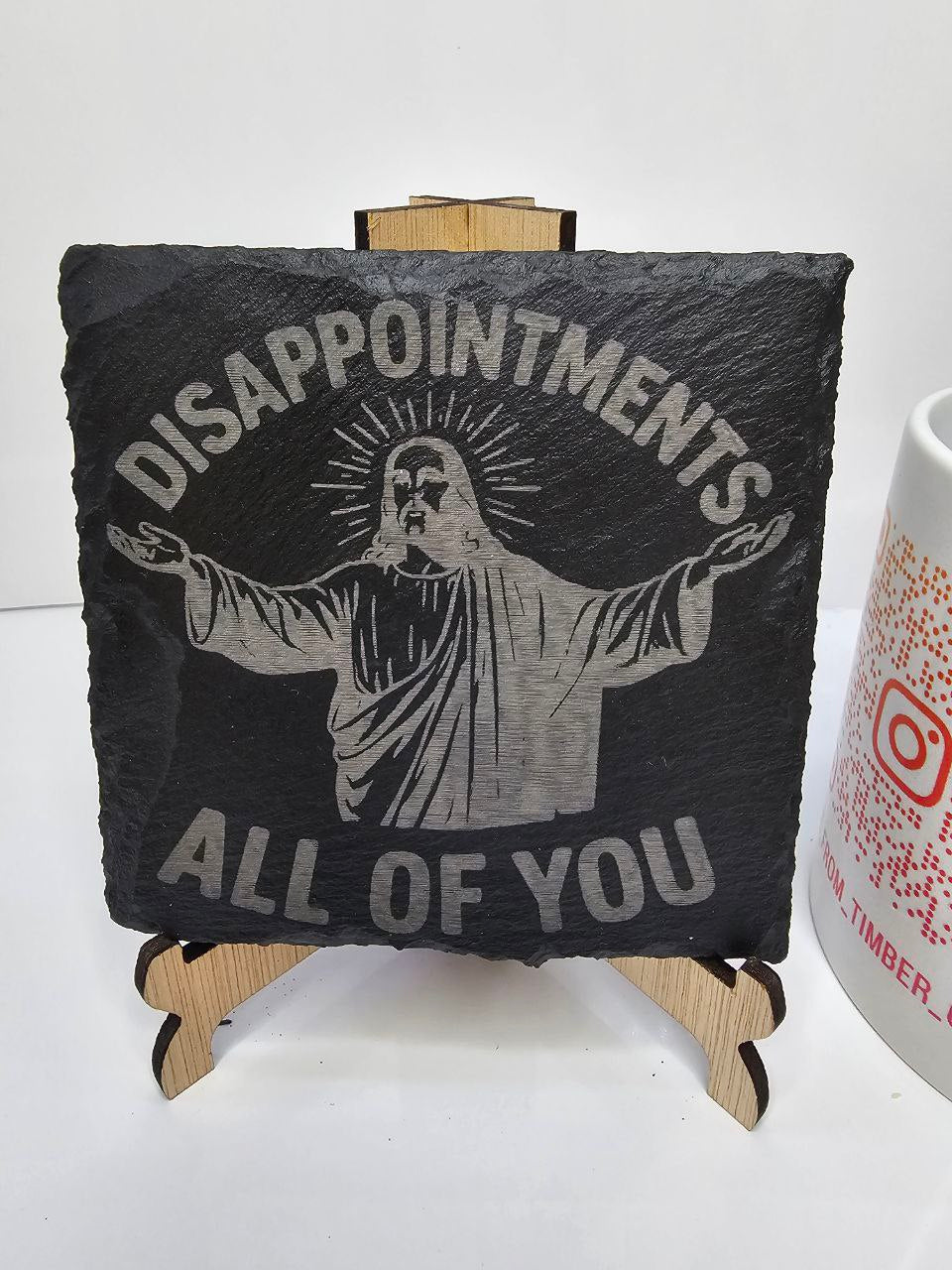 slate “Disappointments – All of You Laser-Engraved coaster